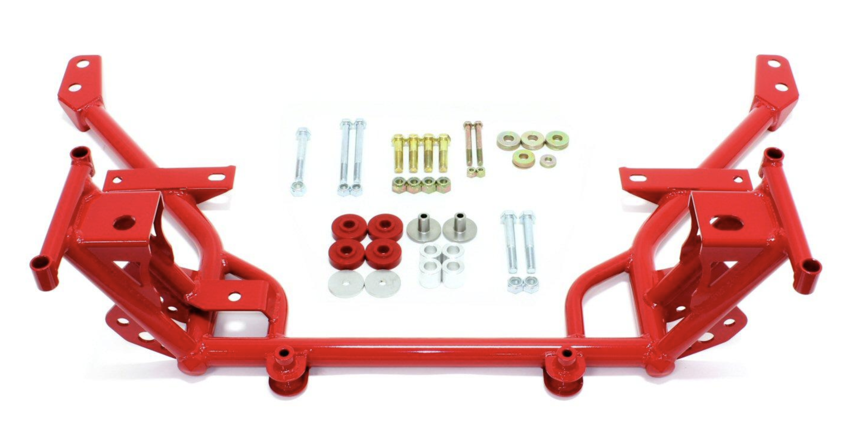 BMR K-member, standard motor mounts, standard rack mounts, Red, 2005-2014 Mustang