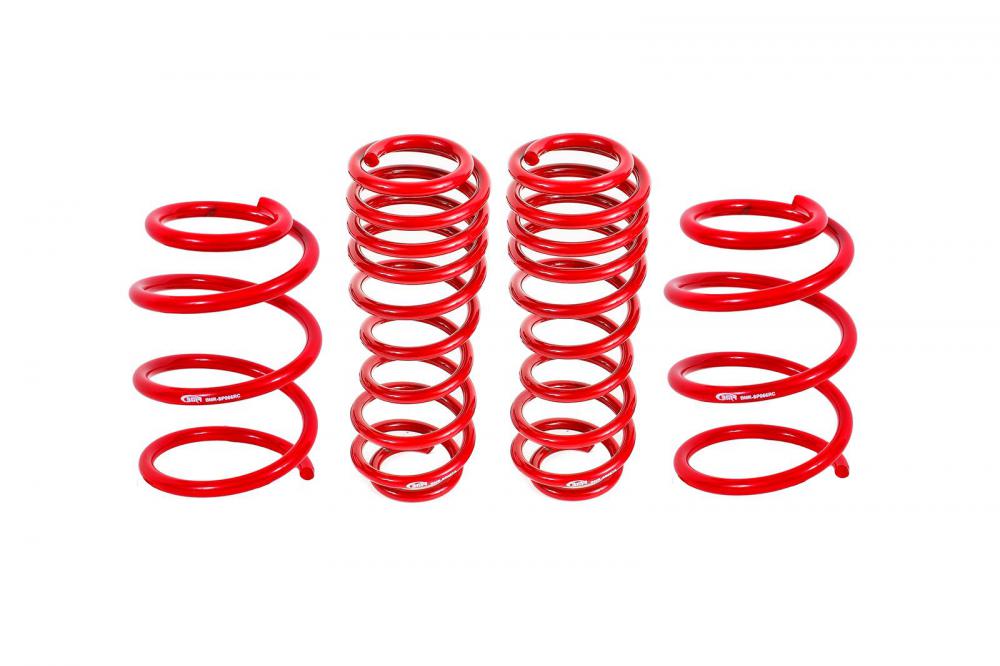 BMR Lowering springs, set of 4, 1.5 drop, handling, GT, Red, 2005-2014 Mustang