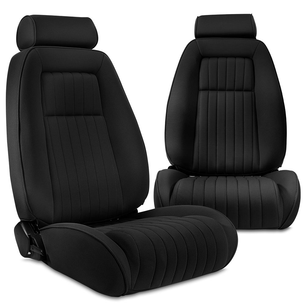 Fox Body factory style sport seats (pr), black cloth, 79-93 Mustang