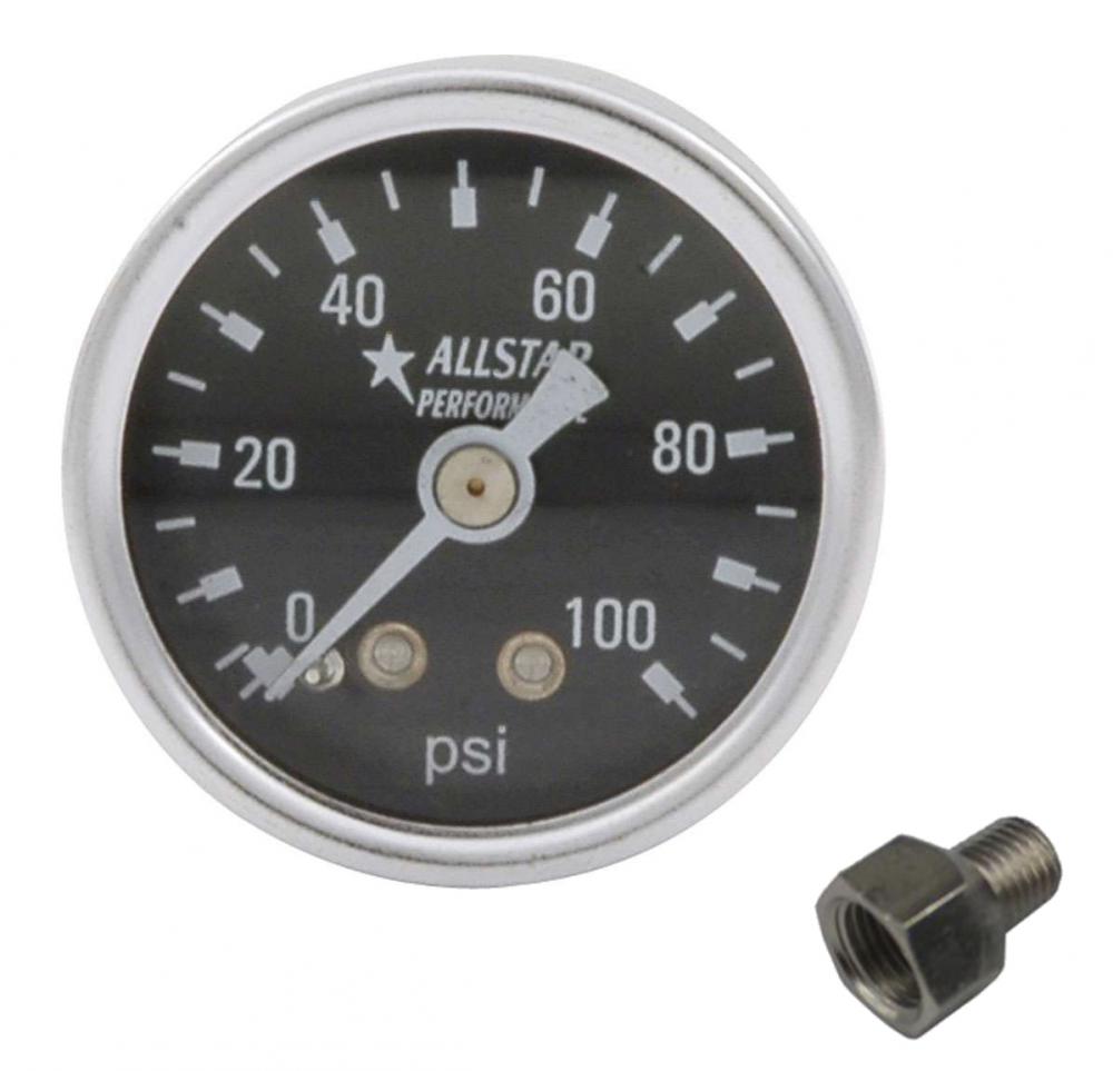 WMS 100 psi Fuel Pressure Gauge and fitting, 86-95 Mustang